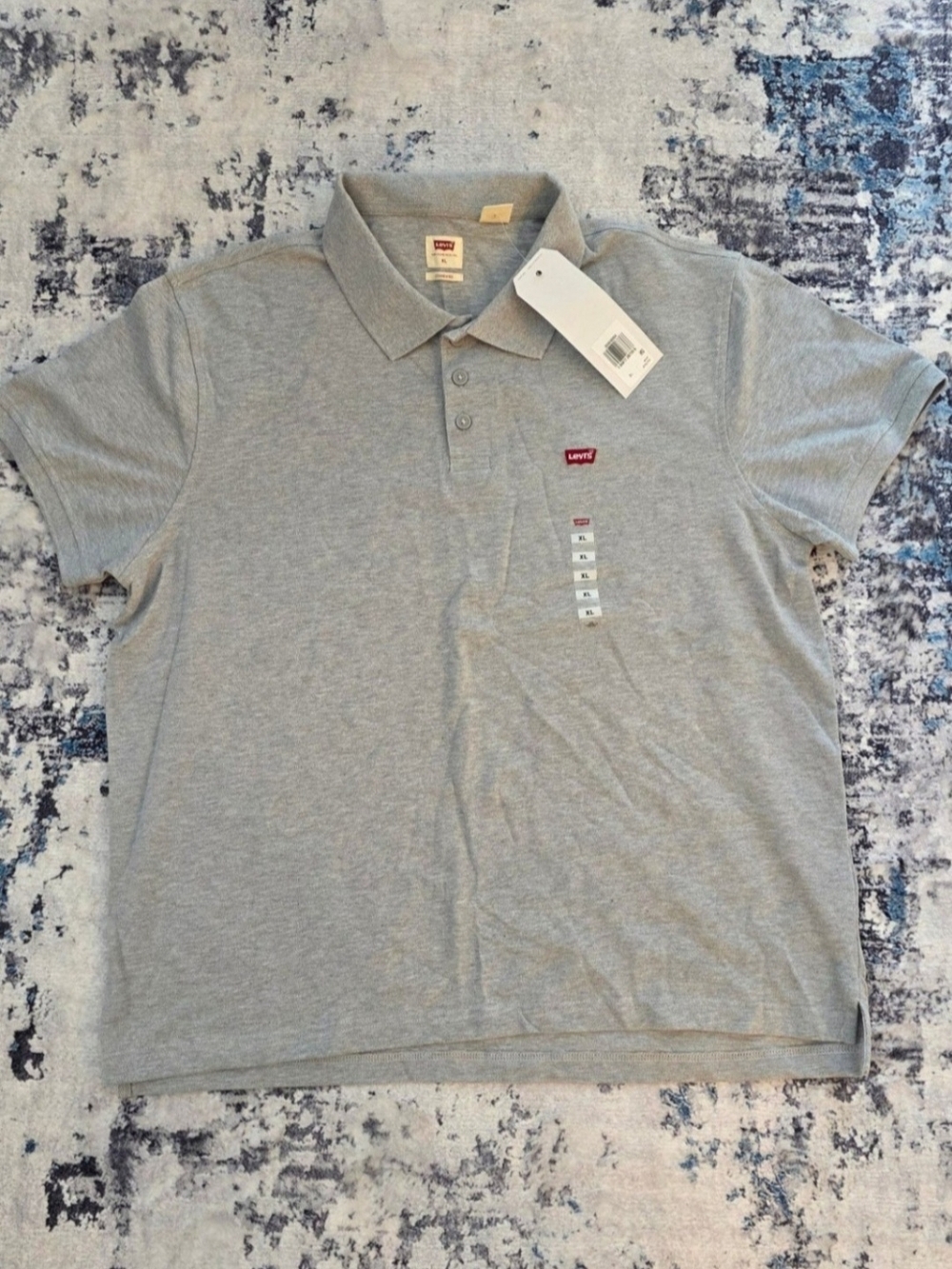 💥💥5 For $25💥💥 Levi's Men's Heather Gray Polo Shirt with Red Logo